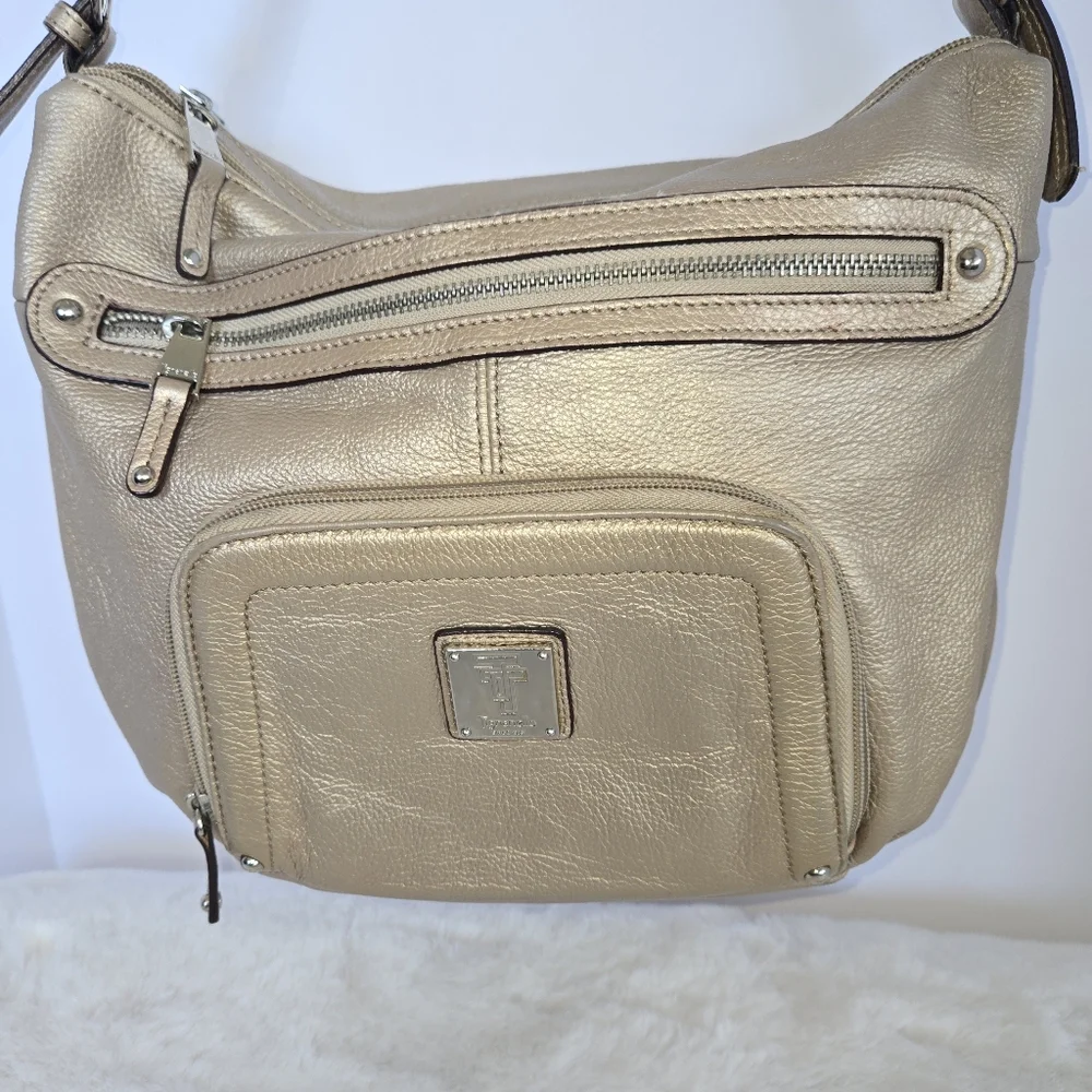 Tignanello Gold Leather Shoulder Bag in EUC